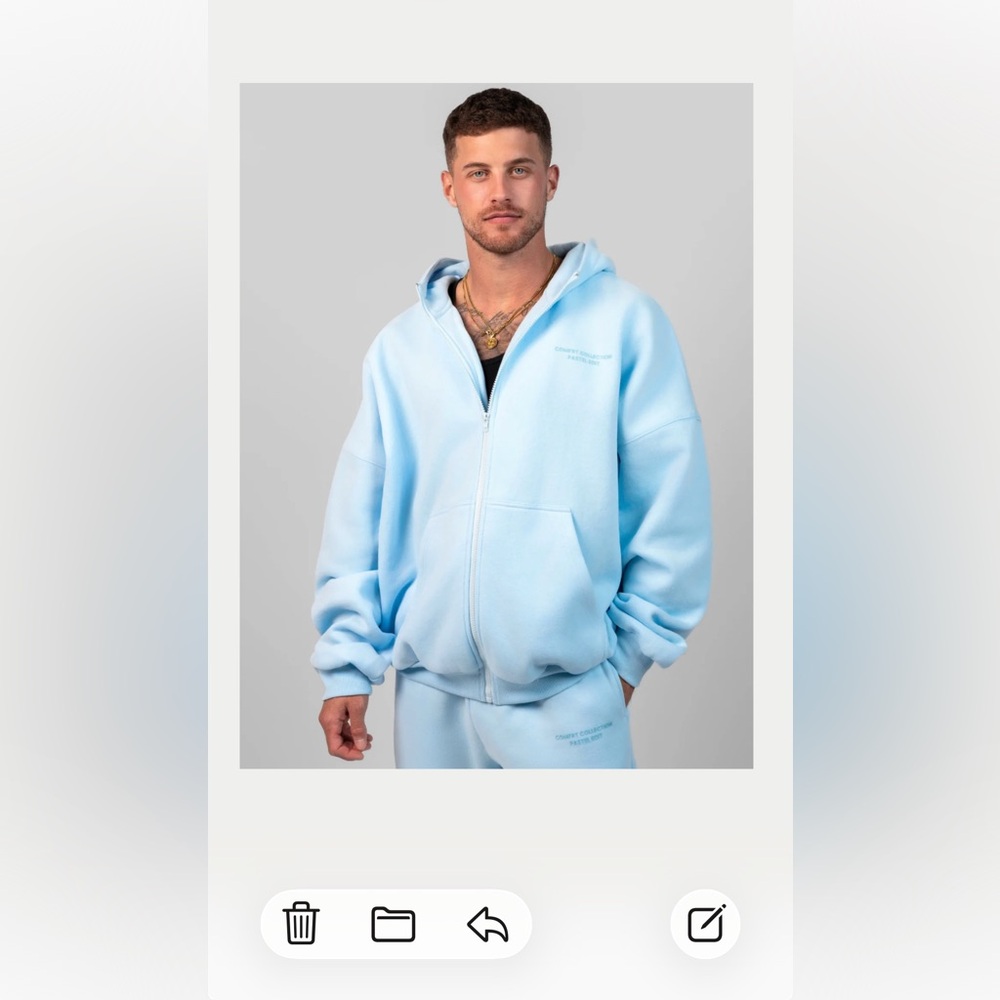 Light Blue Comfrt Zip Up Hoodie